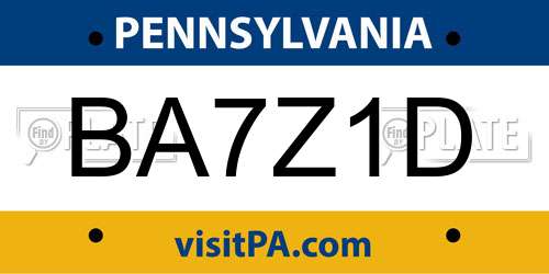 BA7Z1D Pennsylvania License Plate