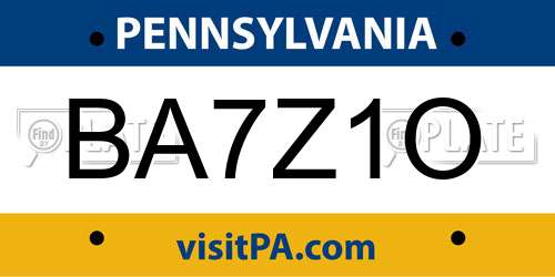 BA7Z1O Pennsylvania License Plate