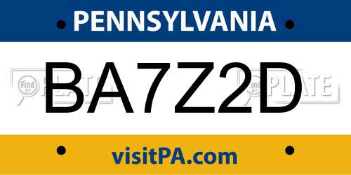 BA7Z2D Pennsylvania License Plate