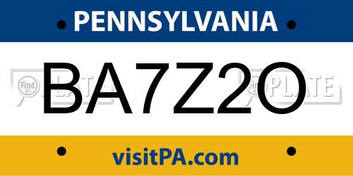 BA7Z2O Pennsylvania License Plate