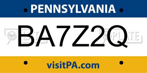 BA7Z2Q Pennsylvania License Plate
