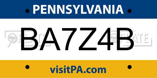 BA7Z4B Pennsylvania License Plate