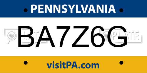 BA7Z6G Pennsylvania License Plate