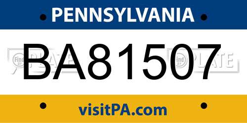 BA81507 Pennsylvania License Plate