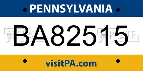 BA82515 Pennsylvania License Plate