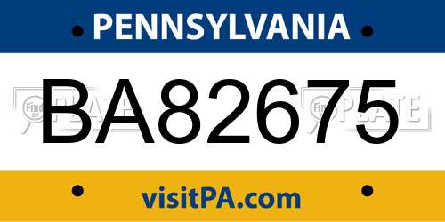 BA82675 Pennsylvania License Plate