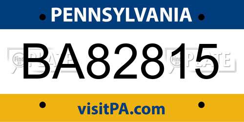 BA82815 Pennsylvania License Plate