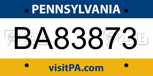 BA83873 Pennsylvania License Plate