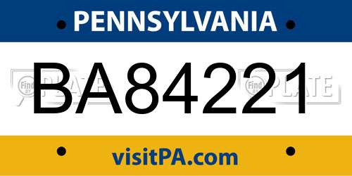 BA84221 Pennsylvania License Plate