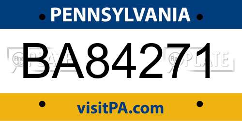 BA84271 Pennsylvania License Plate