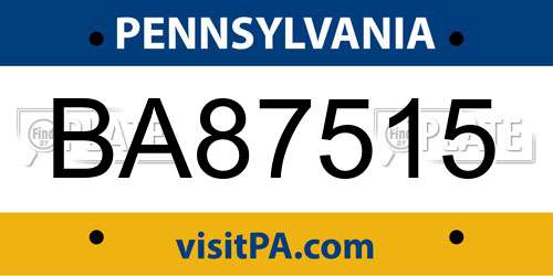 BA87515 Pennsylvania License Plate