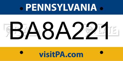 BA8A221 Pennsylvania License Plate