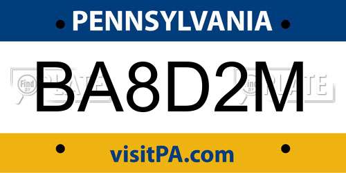 BA8D2M Pennsylvania License Plate