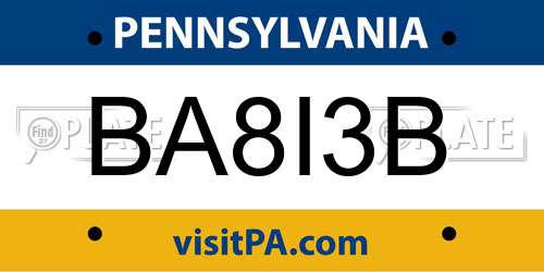 BA8I3B Pennsylvania License Plate