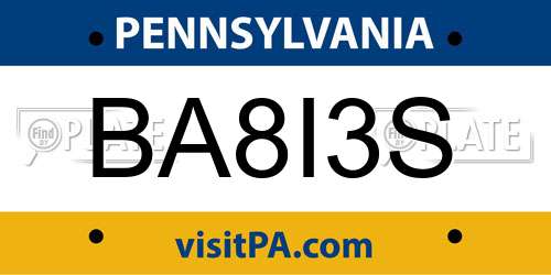 BA8I3S Pennsylvania License Plate