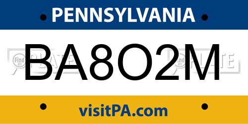 BA8O2M Pennsylvania License Plate