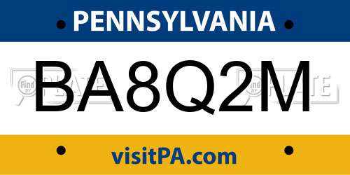 BA8Q2M Pennsylvania License Plate