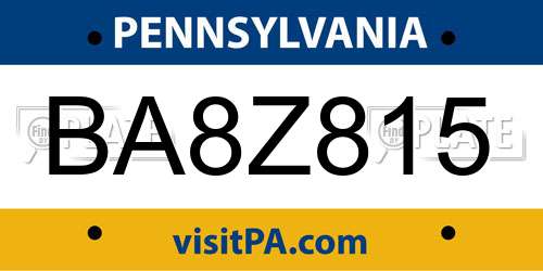 BA8Z815 Pennsylvania License Plate
