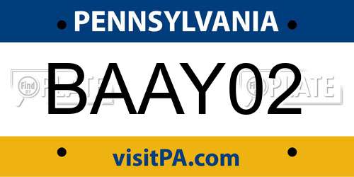 BAAY02 Pennsylvania License Plate