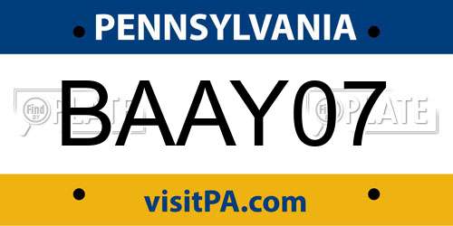 BAAY07 Pennsylvania License Plate