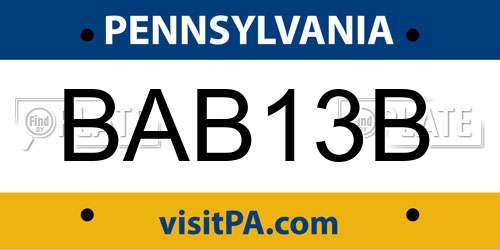 BAB13B Pennsylvania License Plate