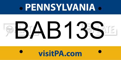BAB13S Pennsylvania License Plate