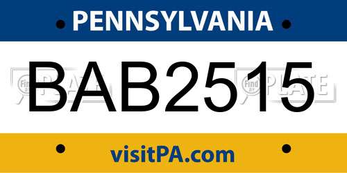 BAB2515 Pennsylvania License Plate