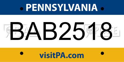 BAB2518 Pennsylvania License Plate