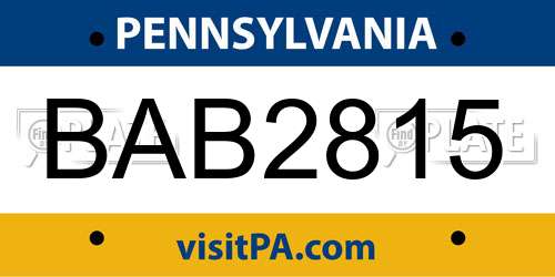 BAB2815 Pennsylvania License Plate