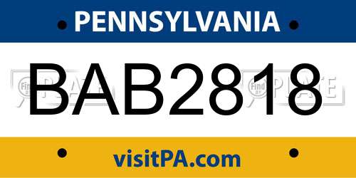 BAB2818 Pennsylvania License Plate