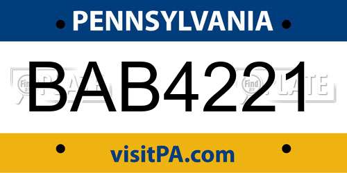 BAB4221 Pennsylvania License Plate