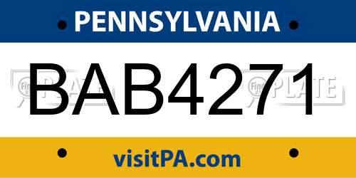 BAB4271 Pennsylvania License Plate