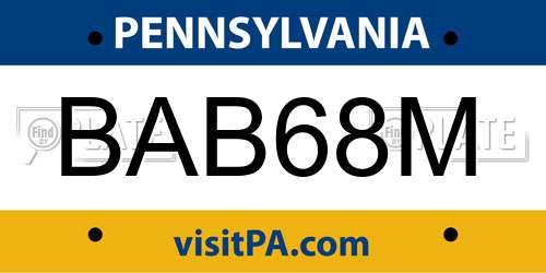 BAB68M Pennsylvania License Plate