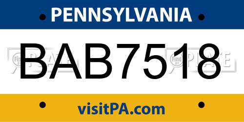 BAB7518 Pennsylvania License Plate