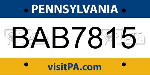 BAB7815 Pennsylvania License Plate