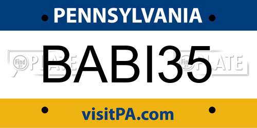 BABI35 Pennsylvania License Plate