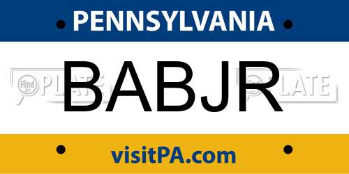 BABJR Pennsylvania License Plate