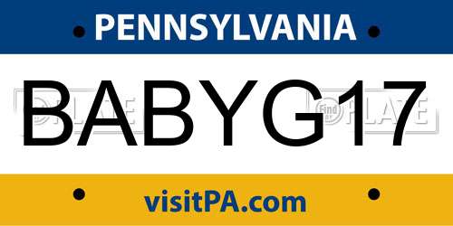 BABYG17 Pennsylvania License Plate