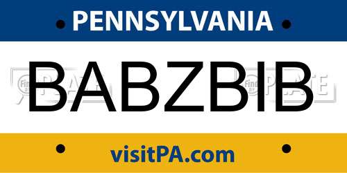 BABZBIB Pennsylvania License Plate