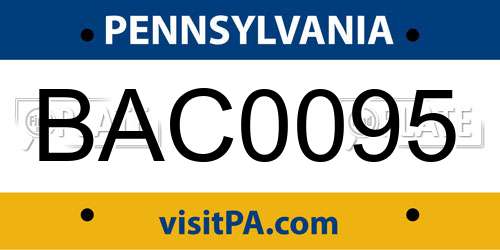 BAC0095 Pennsylvania License Plate