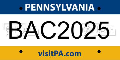 BAC2025 Pennsylvania License Plate