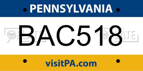 BAC518 Pennsylvania License Plate
