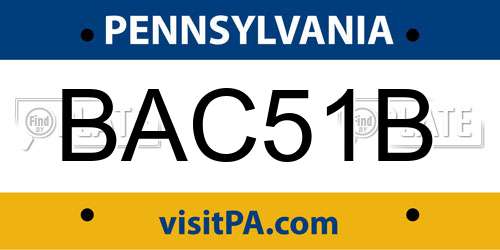BAC51B Pennsylvania License Plate