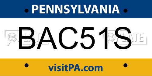 BAC51S Pennsylvania License Plate