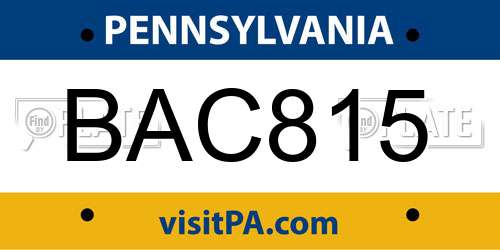 BAC815 Pennsylvania License Plate
