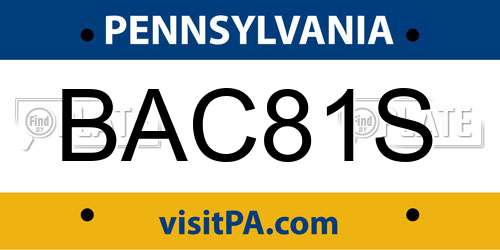 BAC81S Pennsylvania License Plate