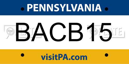 BACB15 Pennsylvania License Plate