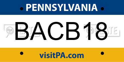 BACB18 Pennsylvania License Plate