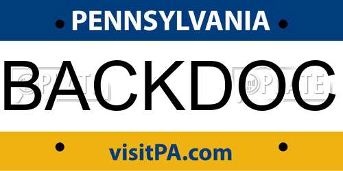BACKDOC Pennsylvania License Plate