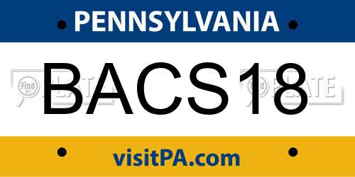 BACS18 Pennsylvania License Plate